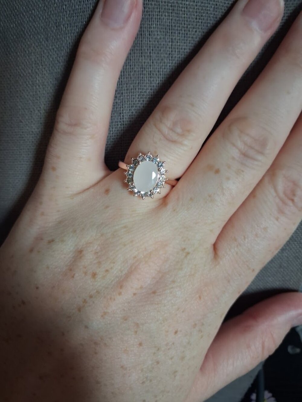 Milky white stoned ring